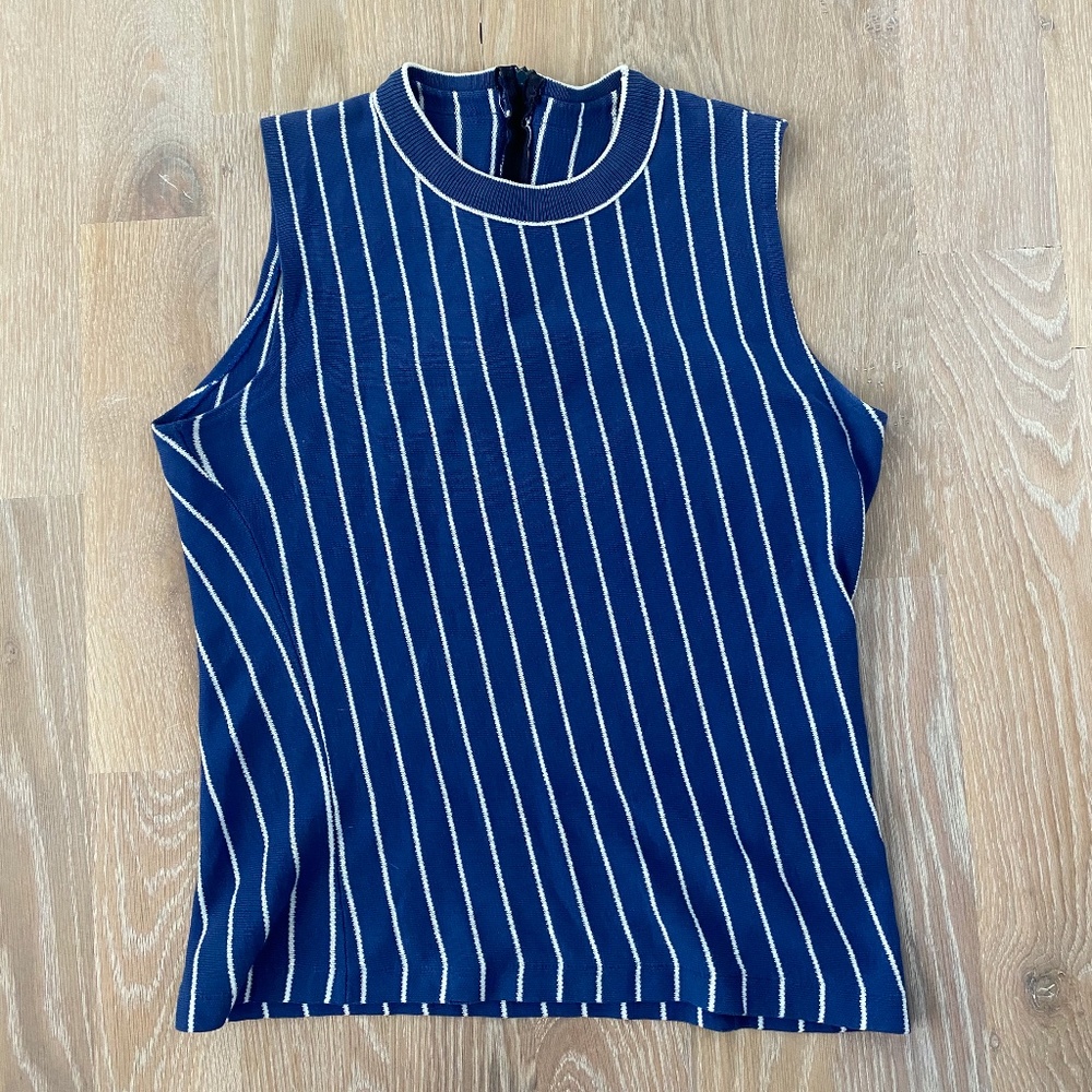 Vintage Blue Striped Sleeveless Top